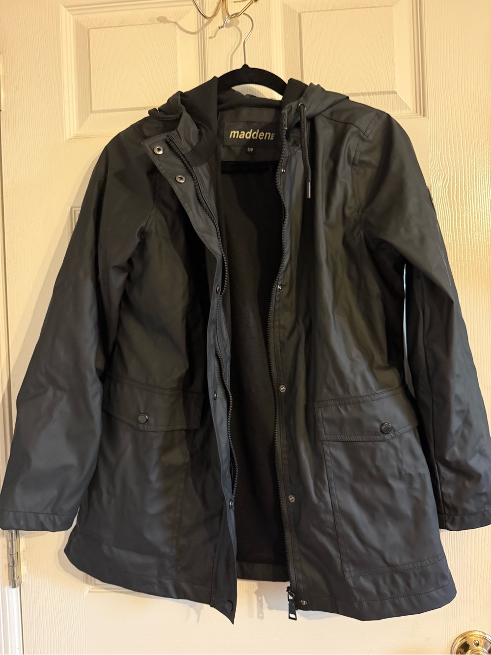 Madden NYC black raincoat